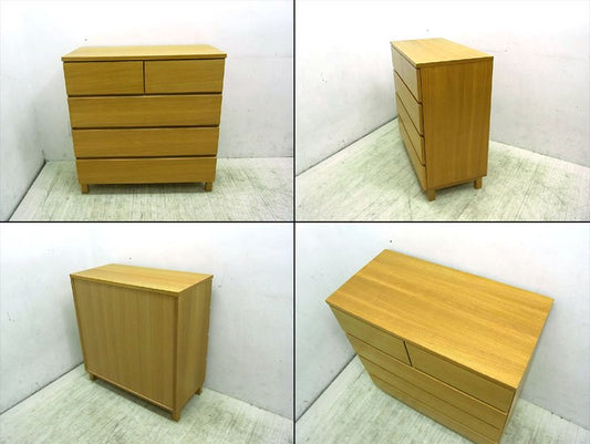 ◇無印良品 muji タモ材 4段 木製チェスト ナチュラルカラー