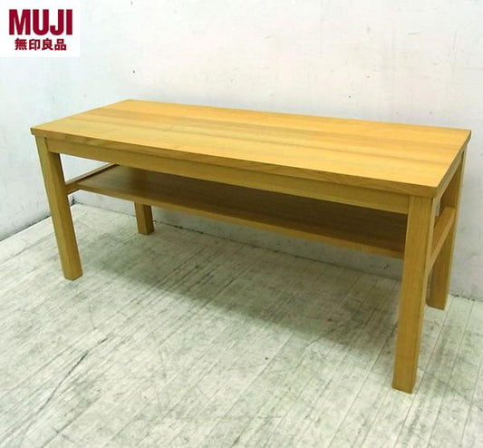 ■ MUJI 無印良品 木製ベンチ タモ材 無垢集成材 板座 w100cm