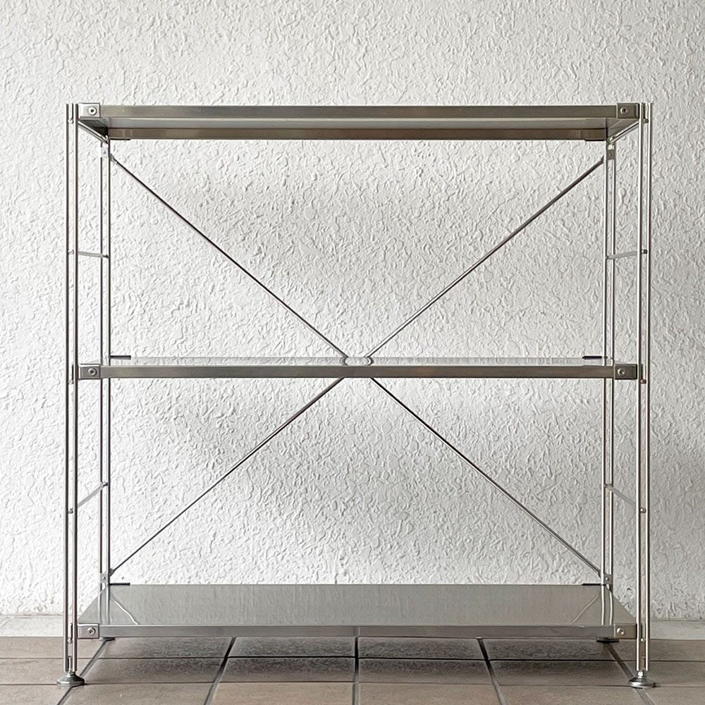 無印良品 MUJI ステンレスユニットシェルフ ステンレス棚セット 小 ワイド 3段 収納家具 定価 20,900円 ◇