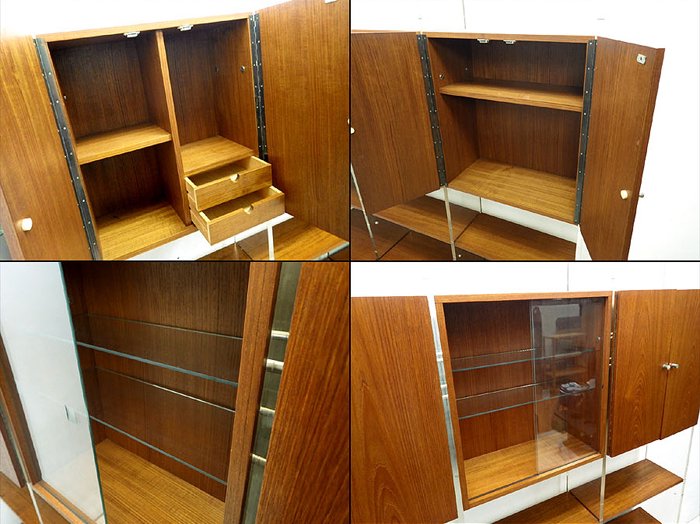 ● ビンテージ アクリルxチーク材 シェルビングシステム シェルフ