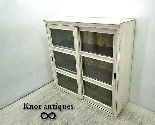 Knot Antiques / ノットアンティークス by CRUSH CRASH PROJECT / クラッシュプロジェクト ★ ガラス扉 『 クイーンキャビネット ・ 3段 』 ★ 白家具