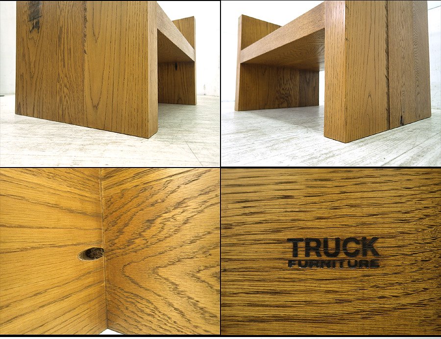 ●　Truck Furniture　トラックファニチャー　オーク無垢材　ガラストップセンターテーブル