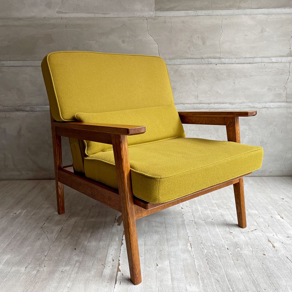 スタンダードトレード STANDARD TRADE Wood Frame Sofa SFA-03C-1p 1人掛けソファ ラウンジチェア マスタード オーク無垢材 定価￥240,000- ♪