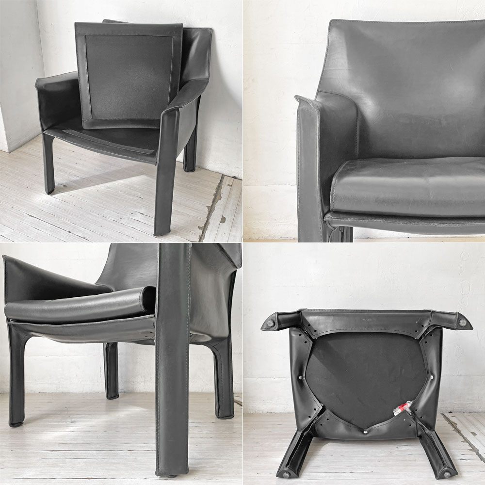 カッシーナ Cassina 414 CAB キャブチェア ラウンジチェア アームチェア 1シーター 本革 マリオ・ベリーニ 参考価格約65万 ★