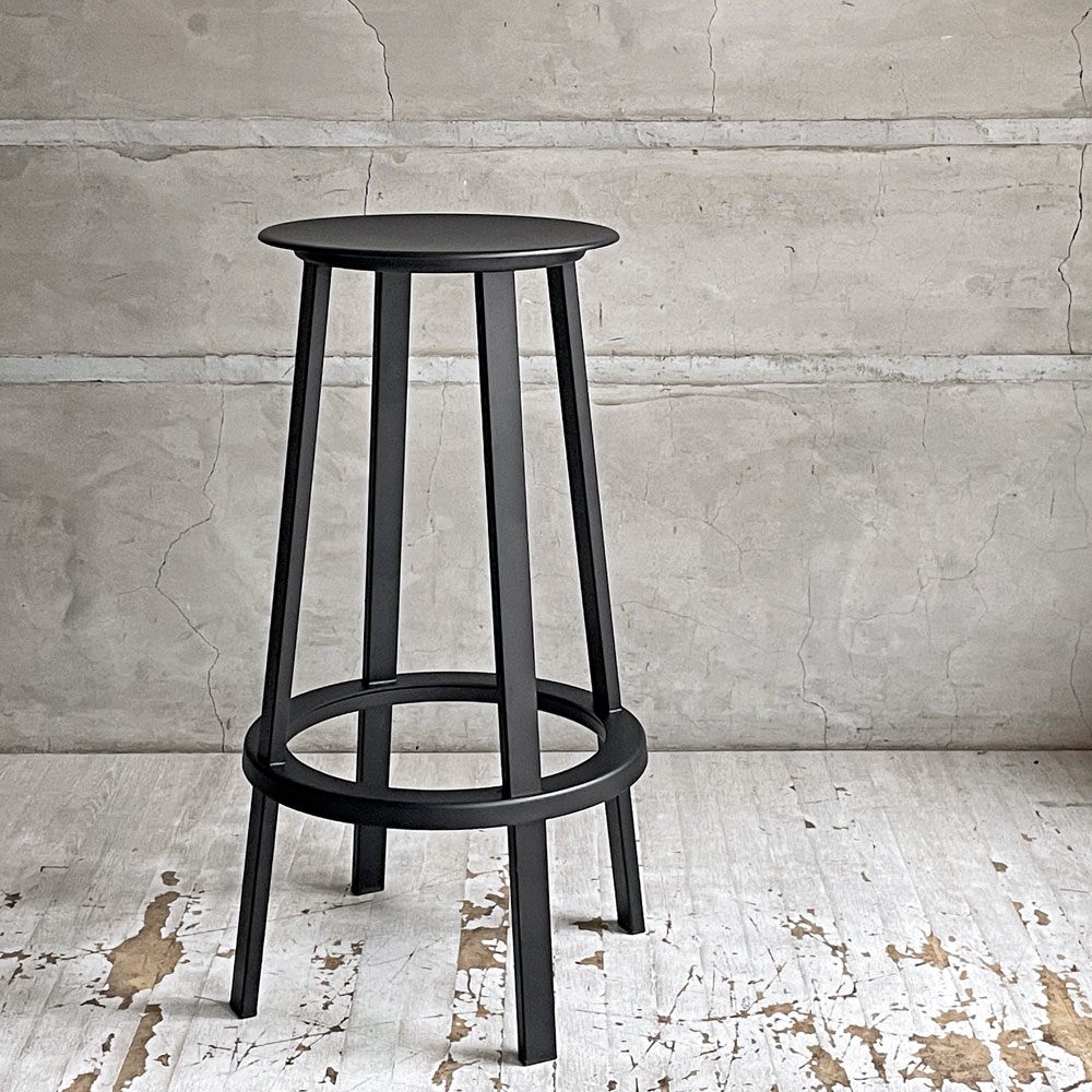 ヘイ HAY リボルバー バースツール ロー REVOLVER BAR STOOL LOW H76cm ブラック 回転式座面 レオン・ランズメイヤー デンマーク 定価¥51,700- A ♪