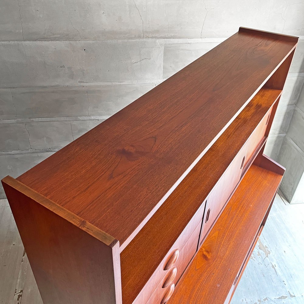 デンマークビンテージ Danish Vintage チーク材 キャビネット サイドボード ハイタイプ 4スライドドア＋3ドロワー W152cm 北欧家具 ♪