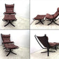 ● ノルウェー Vatne/バットネ社 「FALCON CHAIR ファルコンチェア」 ハイバック タイプ オットマンセット 美品