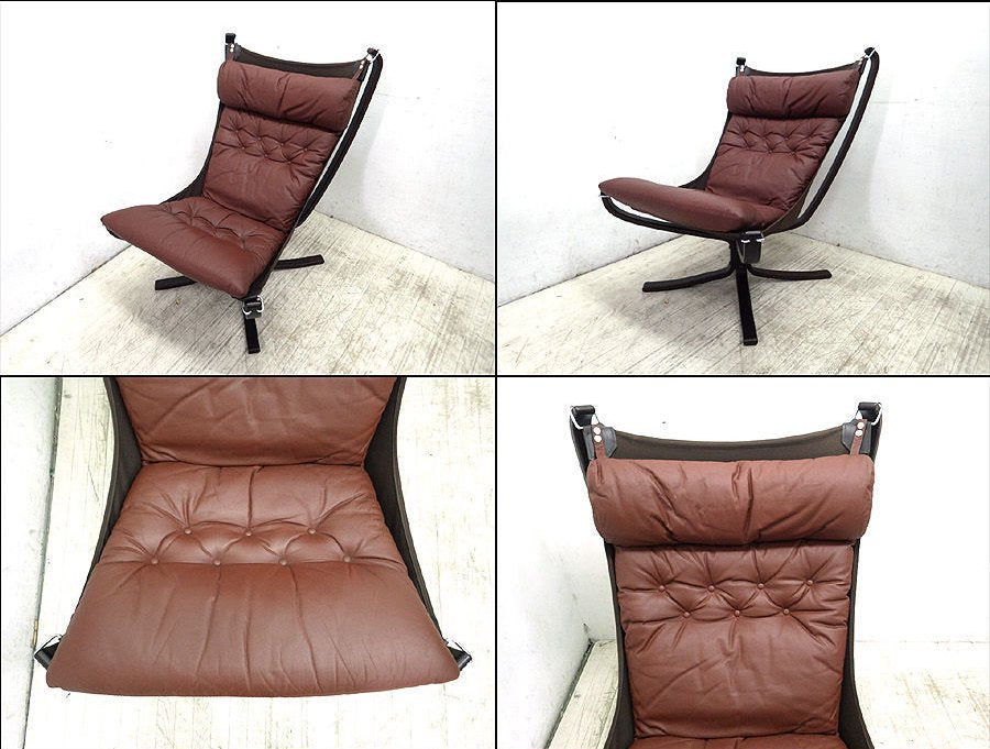 ● ノルウェー Vatne/バットネ社 「FALCON CHAIR ファルコンチェア」 ハイバック タイプ オットマンセット 美品