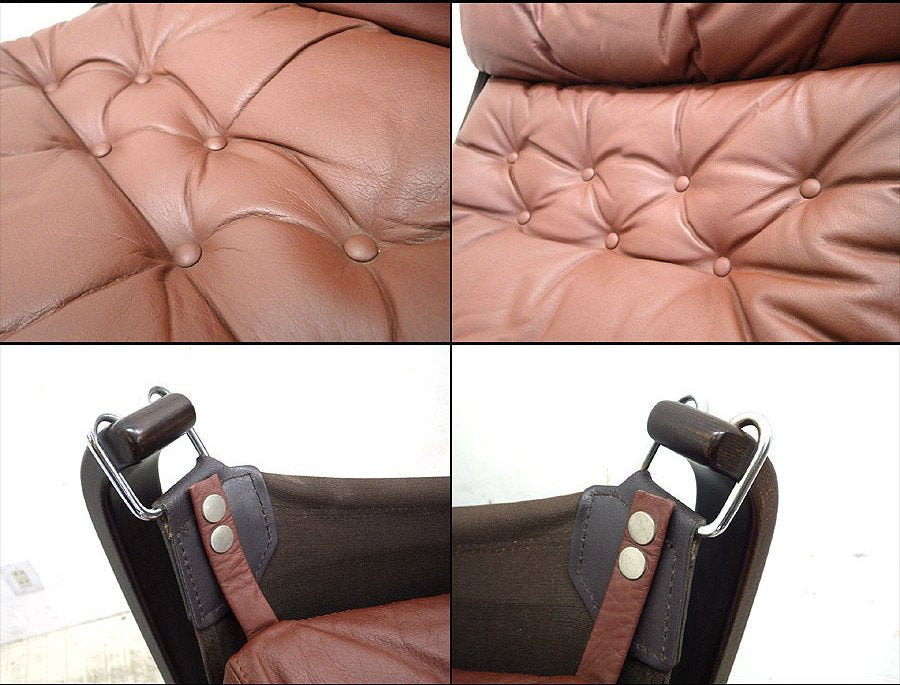 ● ノルウェー Vatne/バットネ社 「FALCON CHAIR ファルコンチェア」 ハイバック タイプ オットマンセット 美品