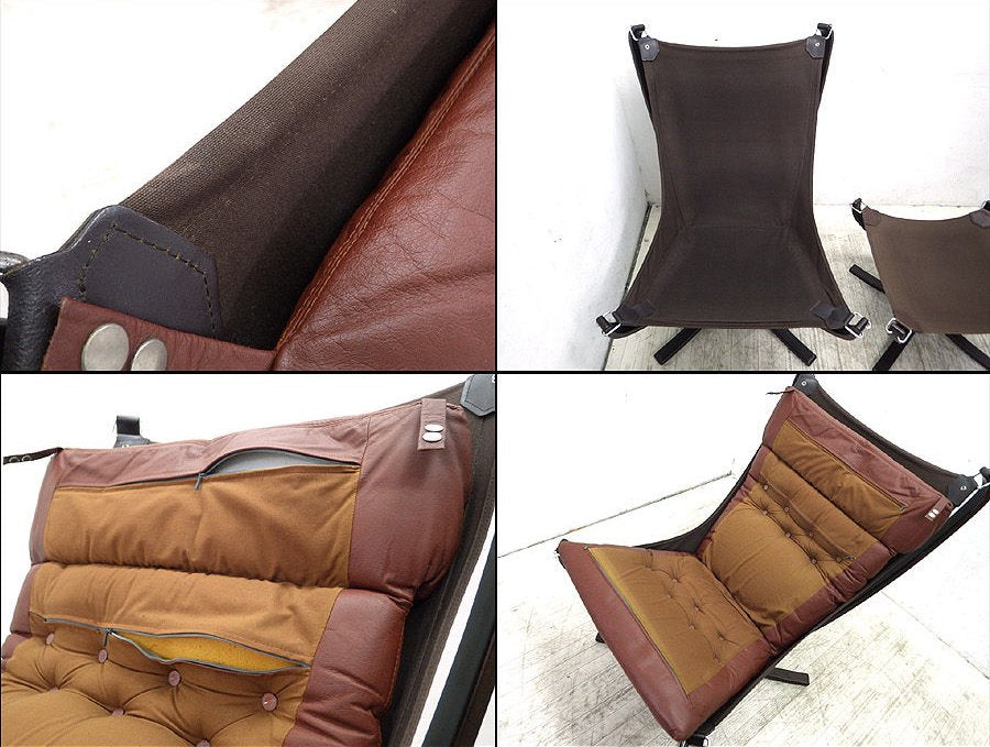 ● ノルウェー Vatne/バットネ社 「FALCON CHAIR ファルコンチェア」 ハイバック タイプ オットマンセット 美品