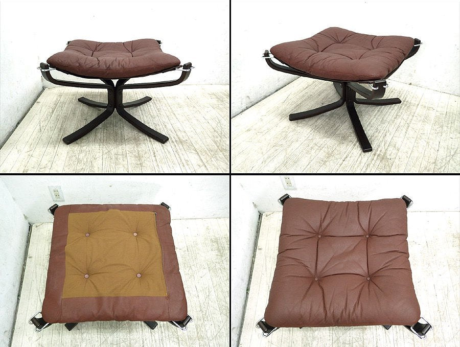 ● ノルウェー Vatne/バットネ社 「FALCON CHAIR ファルコンチェア」 ハイバック タイプ オットマンセット 美品