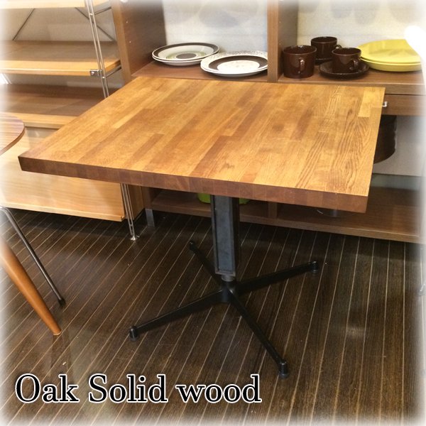 ◎経堂店 Oak Solid wood オーク無垢材 インダストリアル カフェテーブル 鉄脚