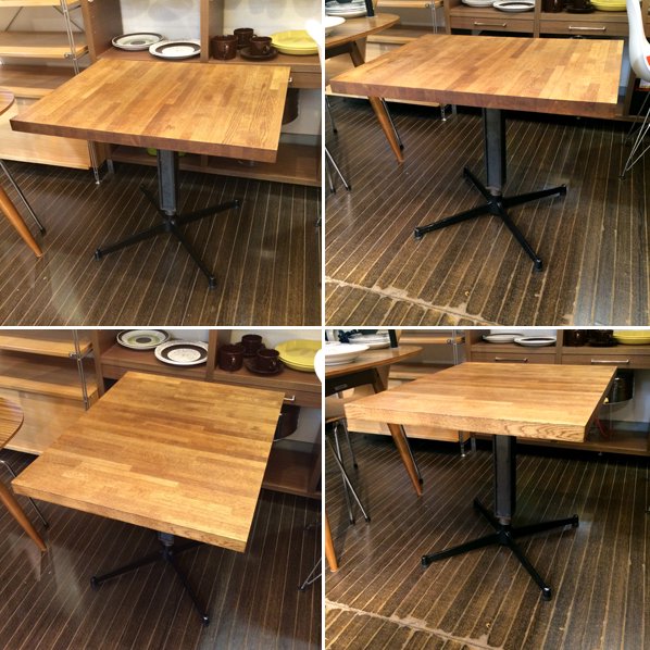 ◎経堂店 Oak Solid wood オーク無垢材 インダストリアル カフェテーブル 鉄脚