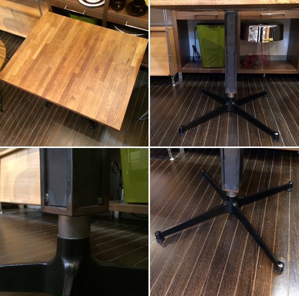 ◎経堂店 Oak Solid wood オーク無垢材 インダストリアル カフェテーブル 鉄脚