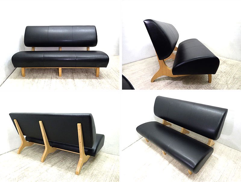 IDEE / イデー ★ 定価20.5万～ 篠本拓宏デザイン ★ 3シーター  『 CAGOLE BENCH SOFA / カゴル ベンチソファ 』 ★ ブラック×ナチュラル