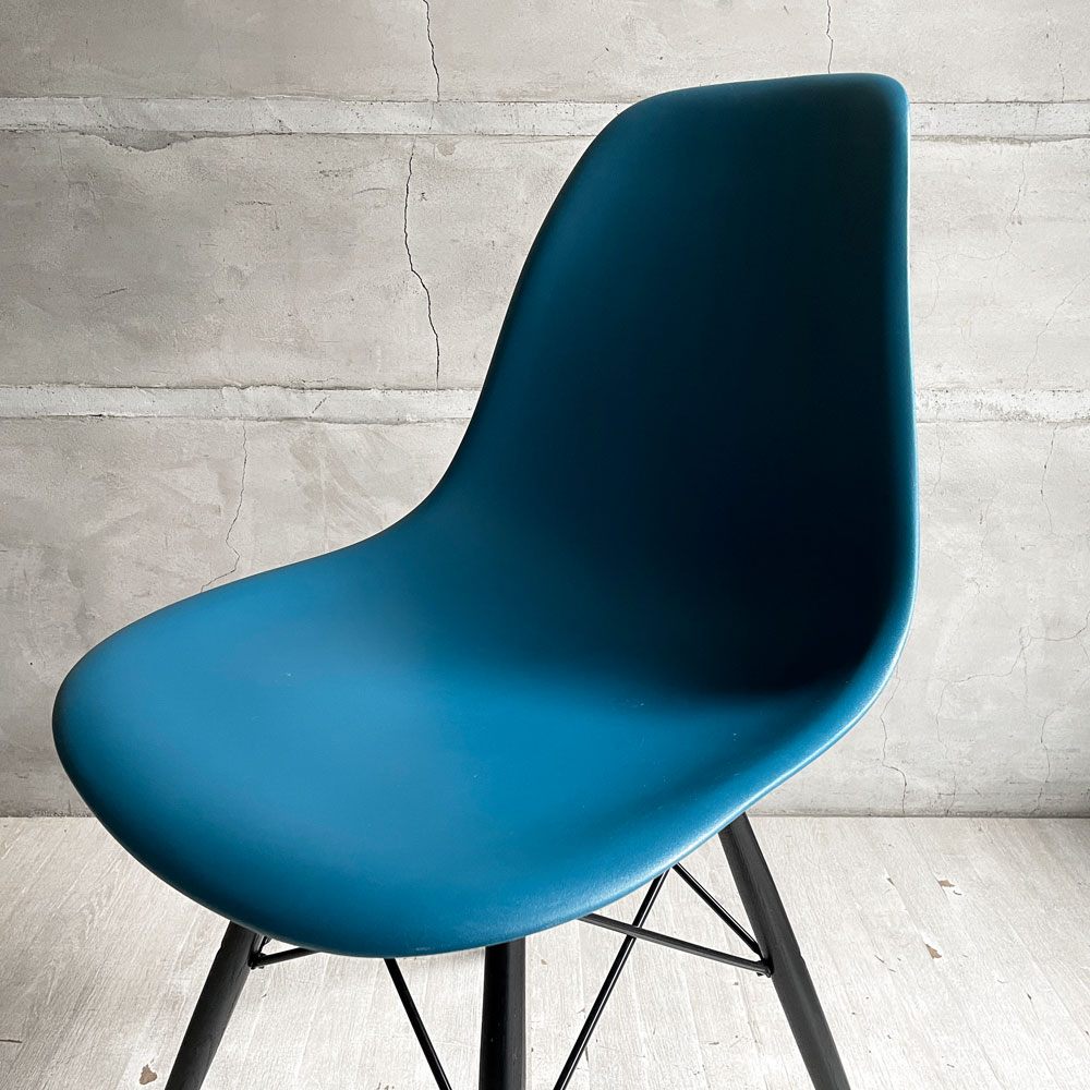 ハーマンミラー HermanMiller サイドシェルチェア ドゥエルレッグ DSW ブルーグリーン × エボニー ポリプロピレン製 イームズ ミッドセンチュリー ♪