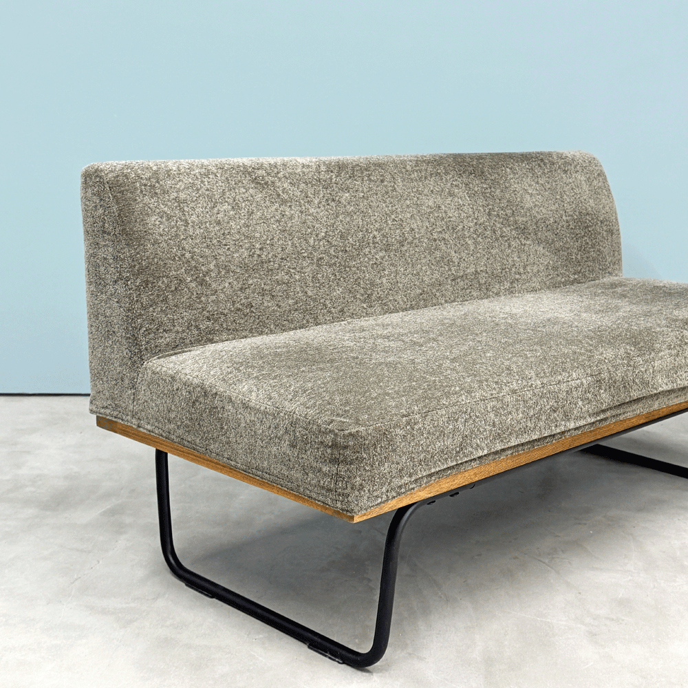 リセノ Re:CENO ワイリー WIRY 2人掛けソファ ベンチ クリンプ生地 グレー カバーリング スチール脚 ビンテージスタイル 定価￥86,800- ◎