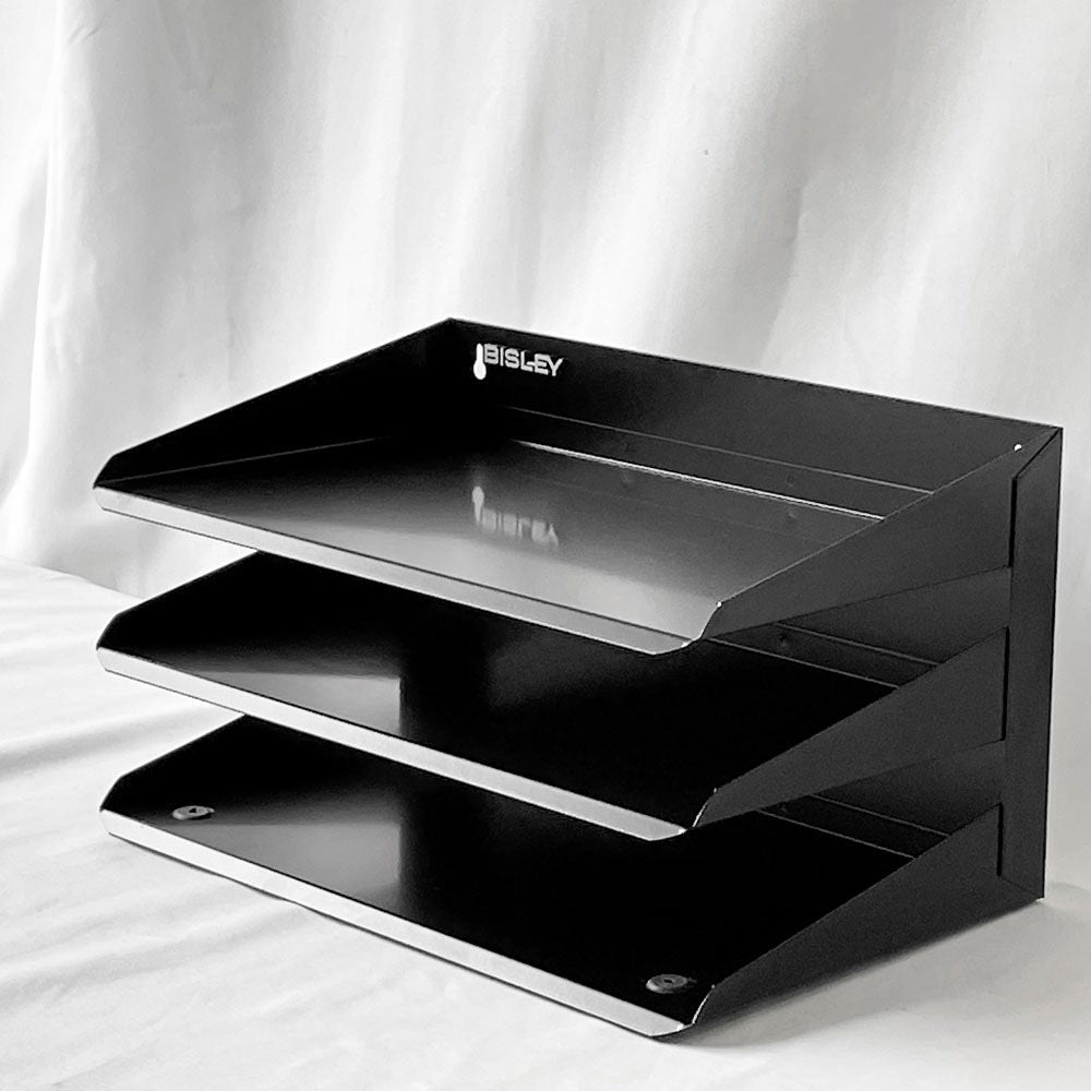 ビスレー BISLEY 3段 レターラック ブラック 書類棚 A4サイズ 横型 壁掛け可 デスクアクセサリー イギリス ◇
