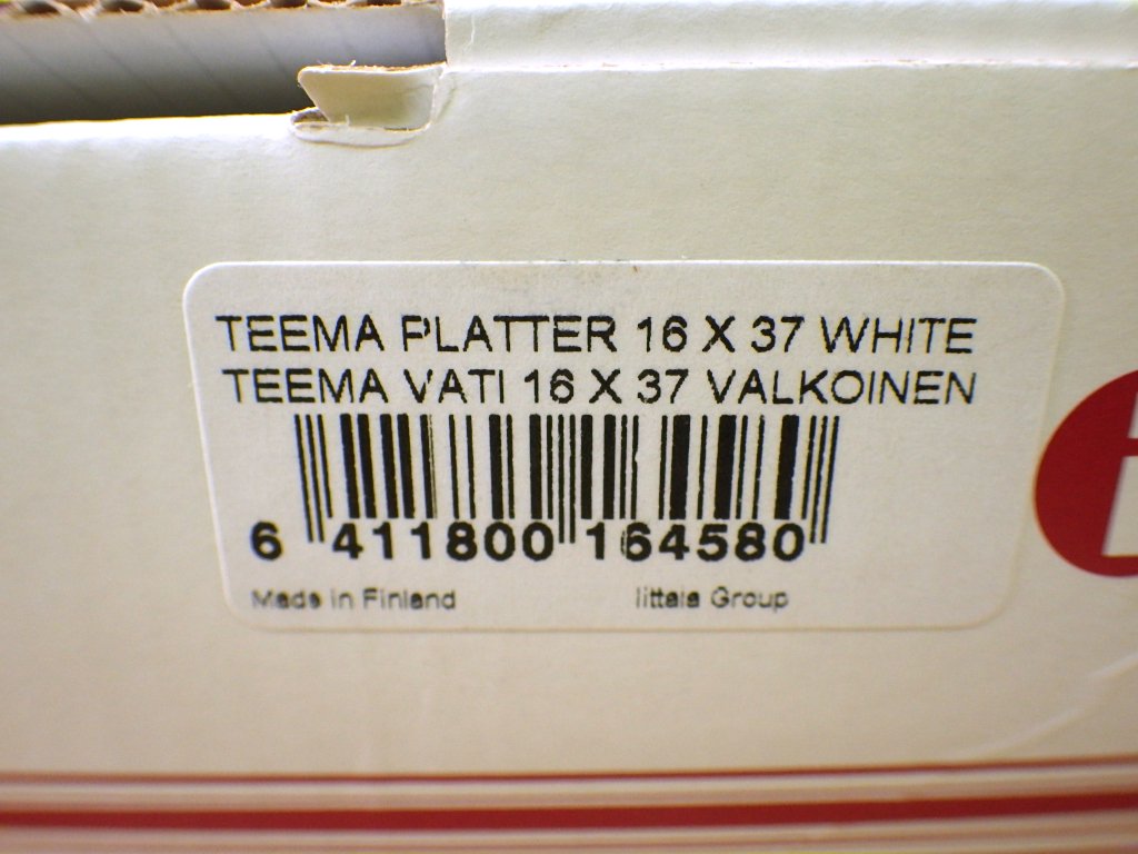 イッタラ / iittala　” ティーマ ”　ホワイト　16x37cmプラター　箱付未使用品　●