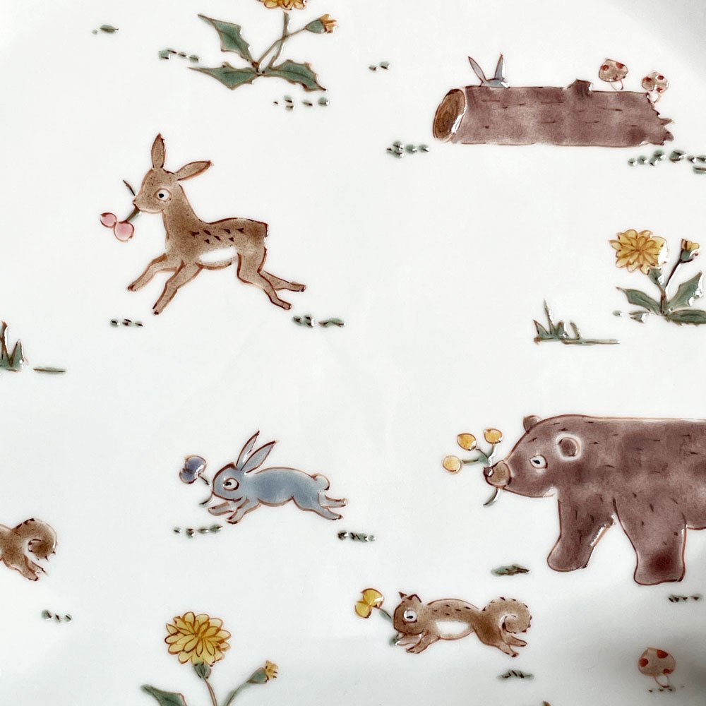 川合孝知 楕円皿 平皿 プレート 九谷焼 陶器 ヒビあり Φ23cm 現代作家 ■