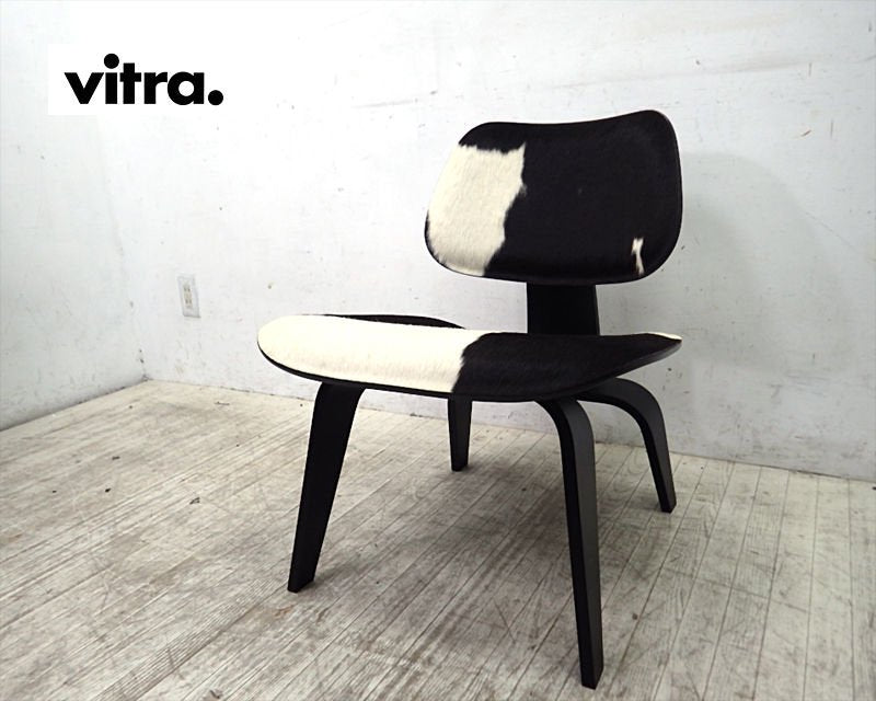 Swiss vitra. / ヴィトラ社 ★ 巨匠 C&R. イームズ デザイン ★ 名作 LCW （ = ラウンジ チェア ） 限定シリアル入り カウハイド ・ ウッド （ ブラック ）