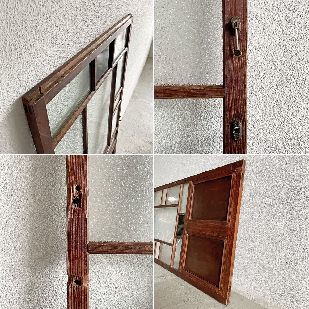 ジャパンビンテージ Japan Vintage ガラス戸 90.5×180cm 色ガラス 型ガラス 大正～昭和初期 建具 古家具 ガラスリペア品 〓