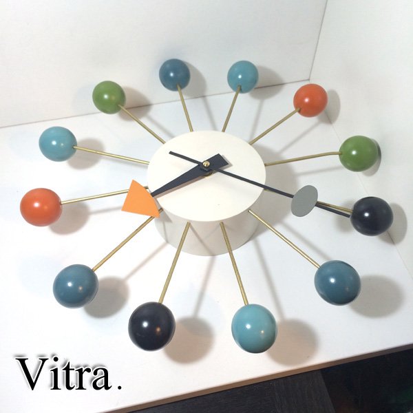 ヴィトラ社 Vitra. ボールクロック Ball Clock マルチカラー ジョージネルソン George Nelson 保証書付 ◎