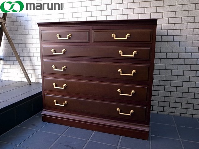 Maruni マルニ木工 地中海シリーズ チェスト 5段 定価 28万 ■