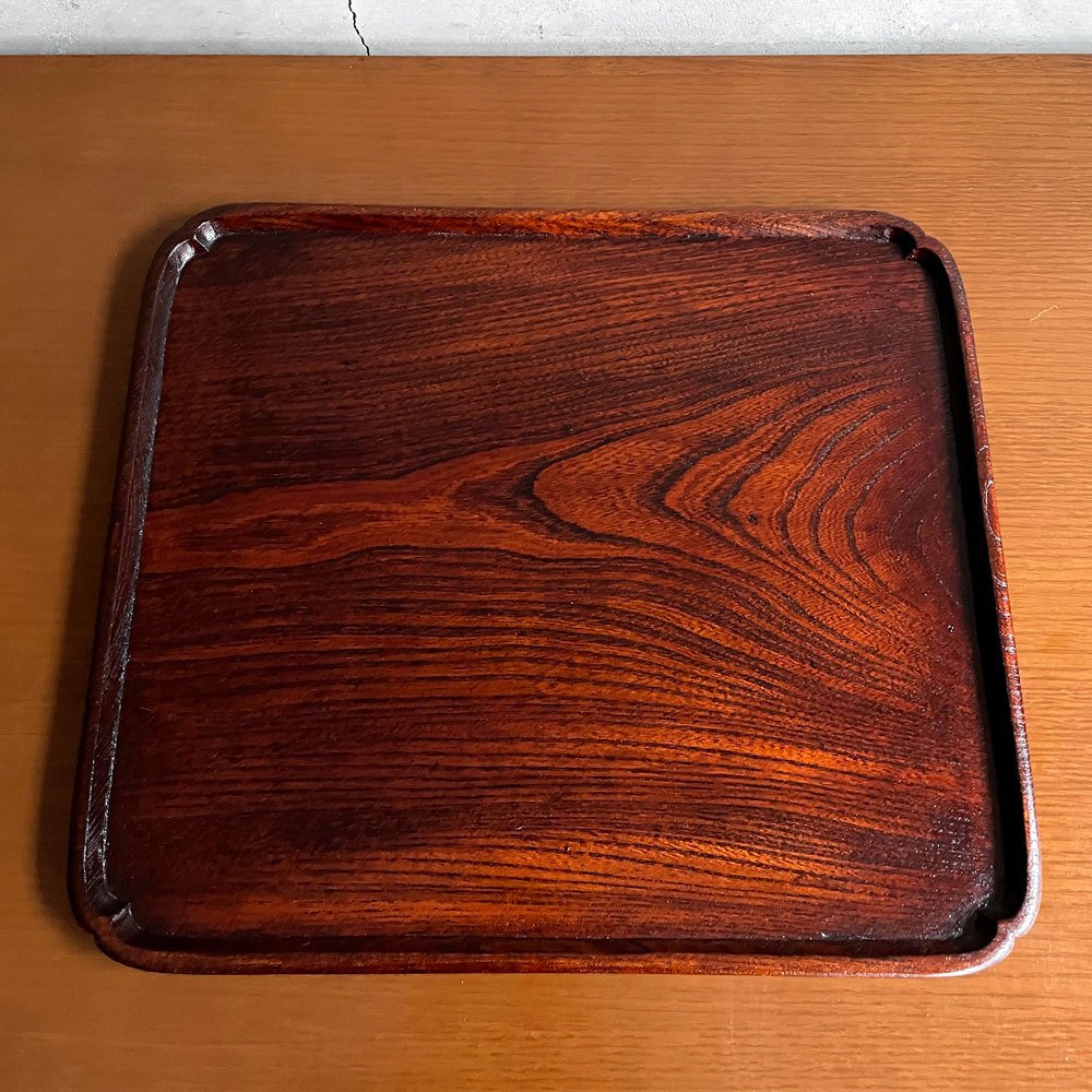 大矢拓郎 ケヤキ 拭漆木瓜盆 お盆 トレー W36.5cm×32.5cm H1.6cm 現代作家 京都   ♪