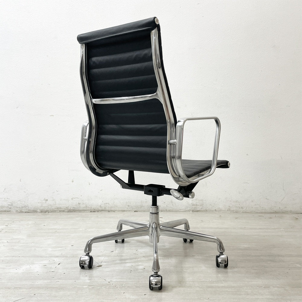 ハーマンミラー Herman Miller アルミナムグループ エグゼクティブチェア ハイバック レザーシート 本革 ブラック 5本脚 C&Rイームズ ミッドセンチュリー ●