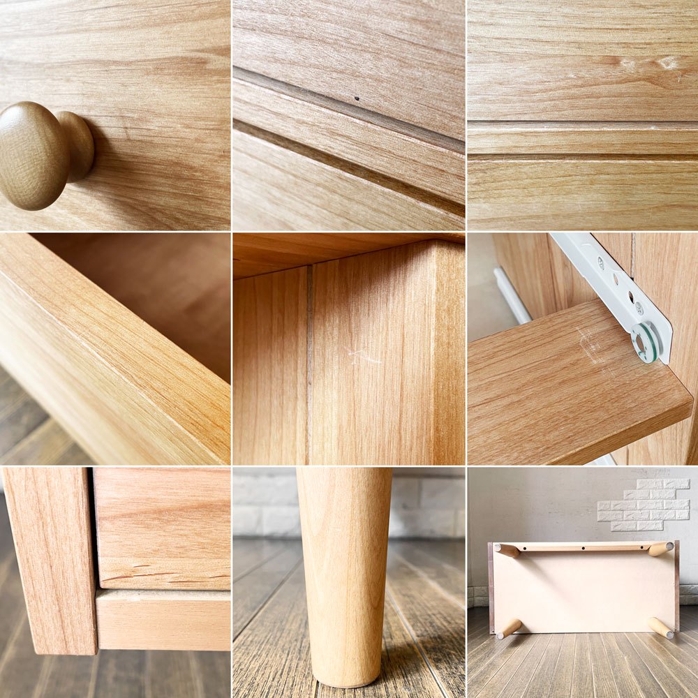 モモナチュラル MOMO Natural コモ COMO CHEST LOW チェスト 4段 6ドロワー W83cm アルダー材 定価￥79,000- ◎