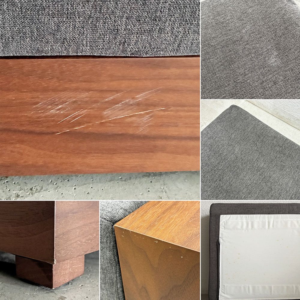クラスティーナ Crastina リール Lire 2.5人掛けソファ＆スツール W180cm ファブリック チャコールグレー フルカバーリング ウォールナット材 合計定価￥213,400- 〓
