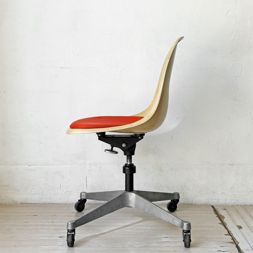 ヴィトラ vitra ファイバーグラス サイドシェルチェア FRP オークルライト キャスターベース C&R.イームズ ビンテージ 希少 ★