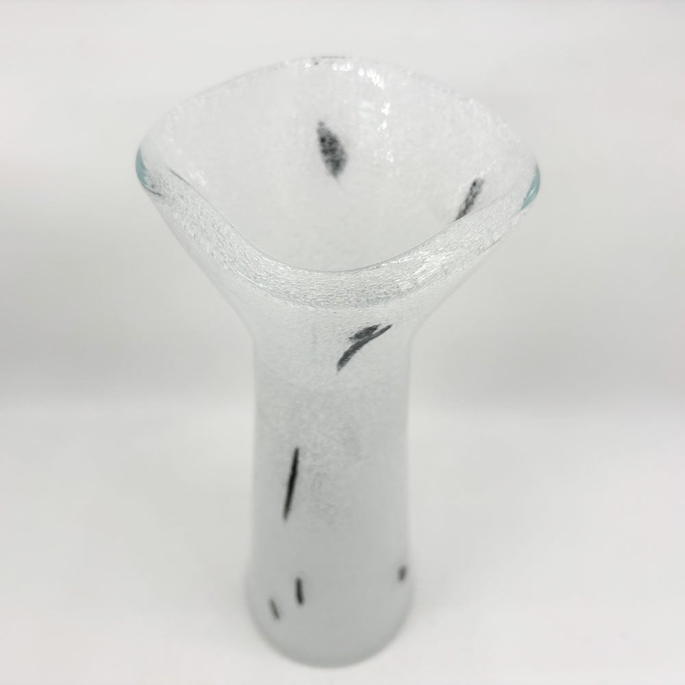 岩田藤七 ガラス花瓶 風雪 フラワーベース 気泡 H31cm 日本芸術院会員 文化功労者 ガラス作家 ●