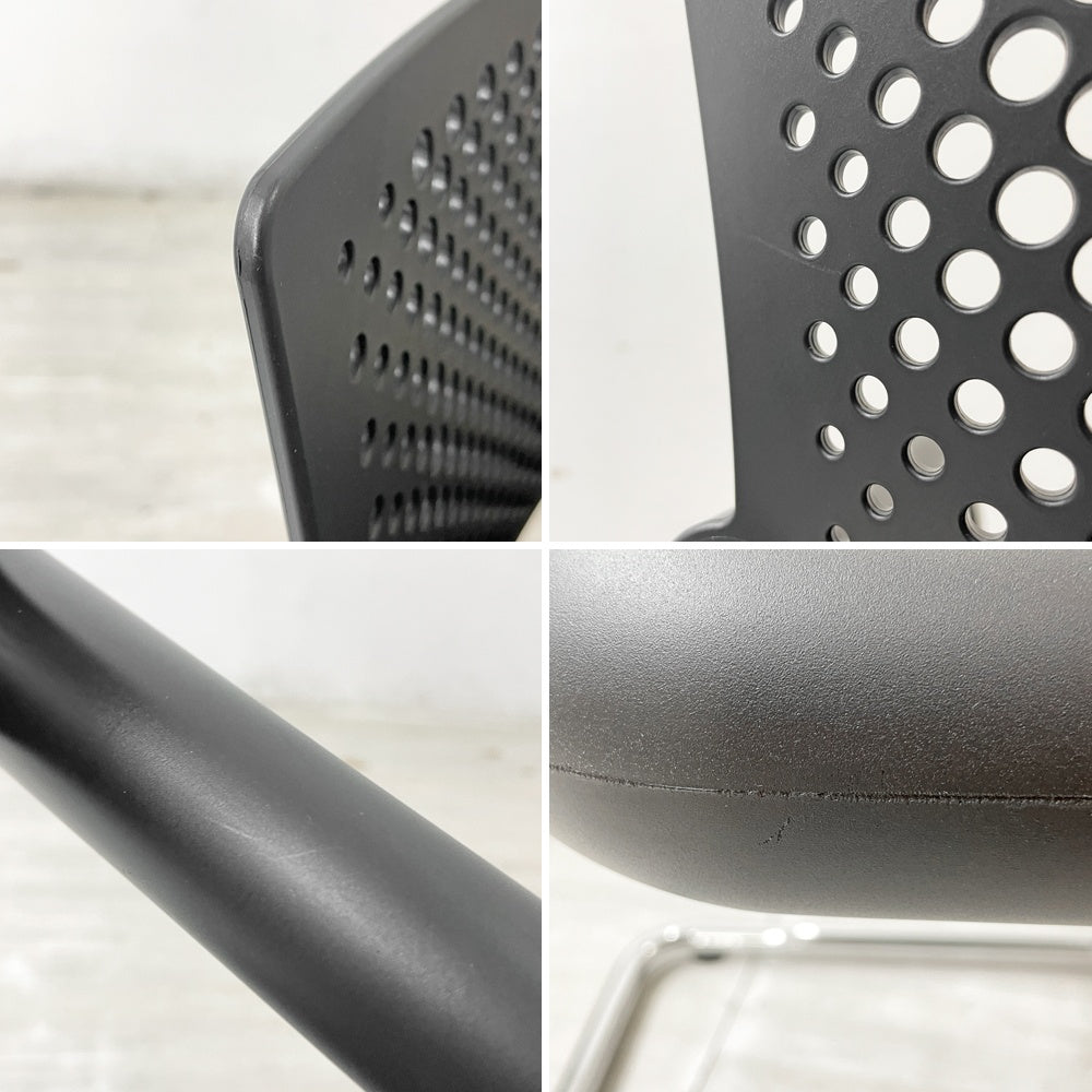 ヴィトラ vitra ビザビ2 Visavis2 アームチェア デスクチェア スタッキングチェア カンティレバー ブラック×ブラック アントニオ・チッテリオ ●