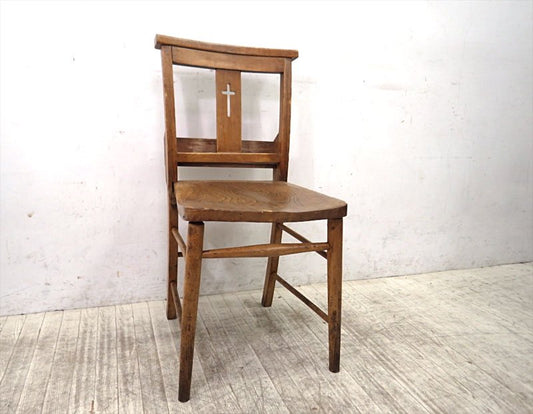 ロイズアンティーク取扱い　英国 UKビンテージ　チャーチチェア　教会椅子 ●⑧