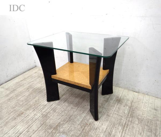 IDC 大塚家具 スプレンダー ガラス製 サイドテーブル バーズアイ・メープル ●