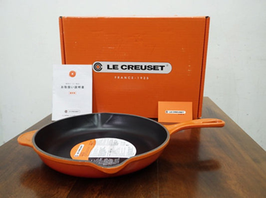 LE CREUSET / ル・クルーゼ　スキレット　フライパン　２３ｃｍ　オレンジ●