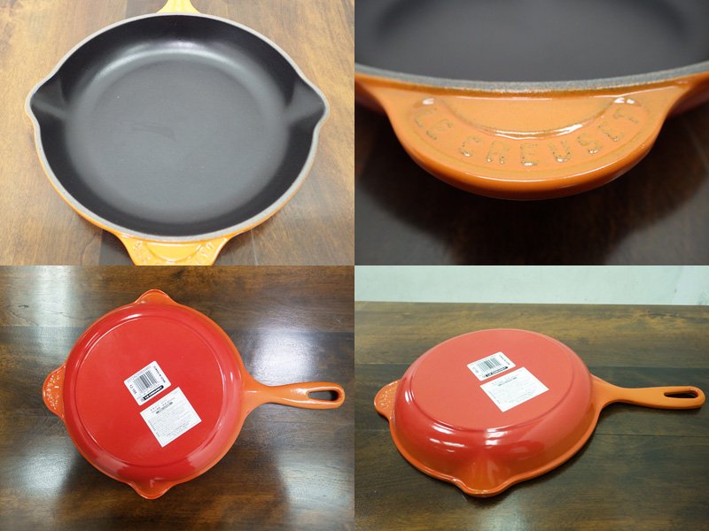 LE CREUSET / ル・クルーゼ　スキレット　フライパン　２３ｃｍ　オレンジ●