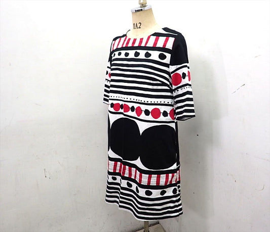 marimekko / マリメッコ　Paula / Pihla　ワンピース　黒赤　38　USED　◎