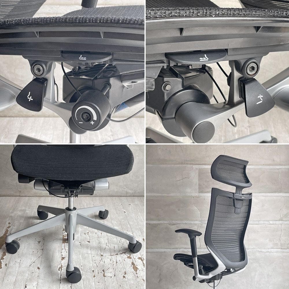 オカムラ okamura バロンチェア Baron Chair デスクチェア エクストラハイバック グラデーションサポートメッシュ 可動ヘッドレスト アジャストアーム ♪