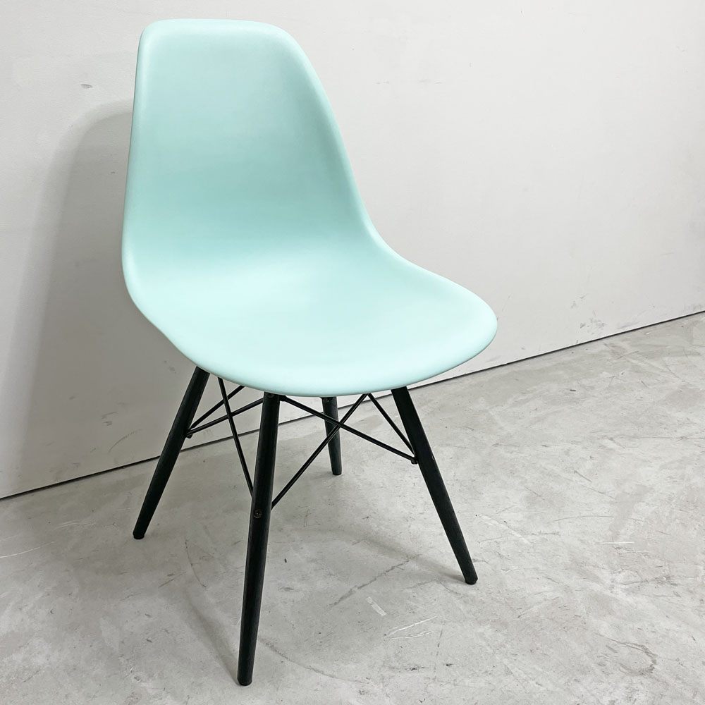 ハーマンミラー HermanMiller サイドシェルチェア ドゥエルレッグ DSW アクアスカイ × エボニー ポリプロピレン製 イームズ ミッドセンチュリー C ●