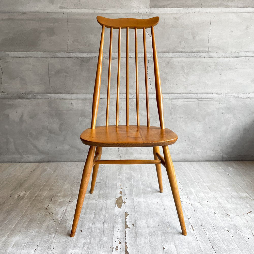 アーコール Ercol ゴールドスミス ダイニングチェア ハイバック スティックバック エルム材 ビーチ材 ナチュラルカラー UKビンテージ 英国家具 ♪
