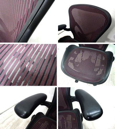 U.S.A HermanMiller / ハーマンミラー ★ 『 Aeron Chair / アーロンチェア  （ ポスチャーフィット ・ Bサイズ ） 』 レッド （ ボルドー系の色味 ）