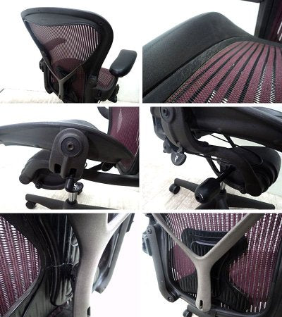 U.S.A HermanMiller / ハーマンミラー ★ 『 Aeron Chair / アーロンチェア  （ ポスチャーフィット ・ Bサイズ ） 』 レッド （ ボルドー系の色味 ）