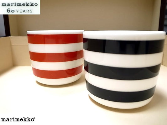 marimekko マリメッコ TASARAITA/タサライタ 60周年記念 スモール ラテマグ Mug レッド ブラック ペア ■