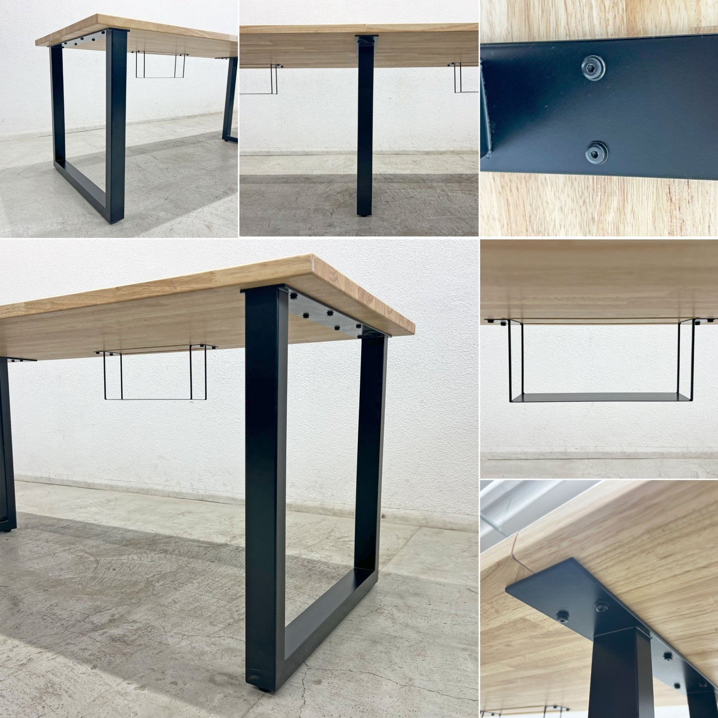 かなでもの KANADEMONO ザ・テーブル THE TABLE デスク ラバーウッド無垢材 W300 x D70cm スチール スクエアレッグ ブラック 配線孔 〓