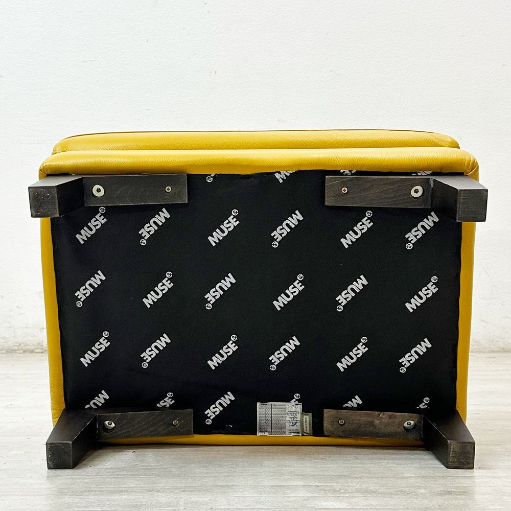 ワタリジャパン HTL Japan MUSE＆ レザーオットマン フットスツール イエロー W77cm モダンデザイン ●