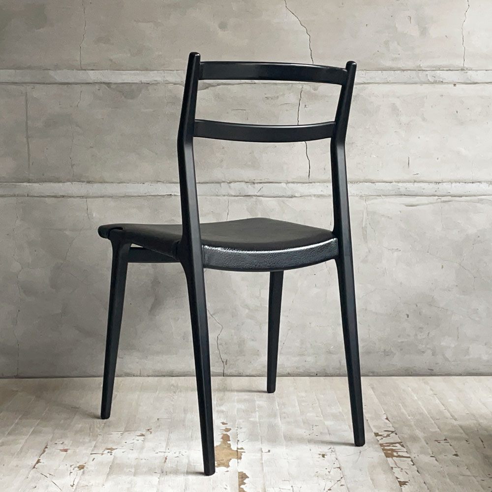 天童木工 TENDO インパラチェア Impala Chair ダイニングチェア ブラック 本革 ホワイトビーチ材 佐々木敏光 ジャパニーズミッドセンチュリーモダン B ♪