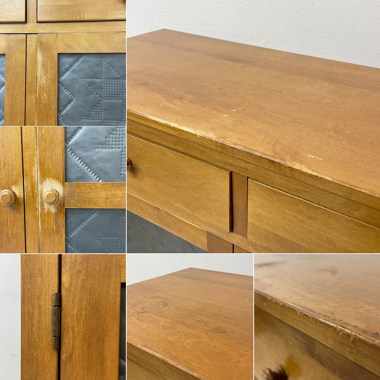イーセンアーレン ETHAN ALLEN ビンテージ パイセーフ キャビネット Pie Safe Cabinet キッチンキャビネット 食品保管庫 パイン材 パンチングメタルドア アーリーアメリカン カントリースタイル 米国家具 ●